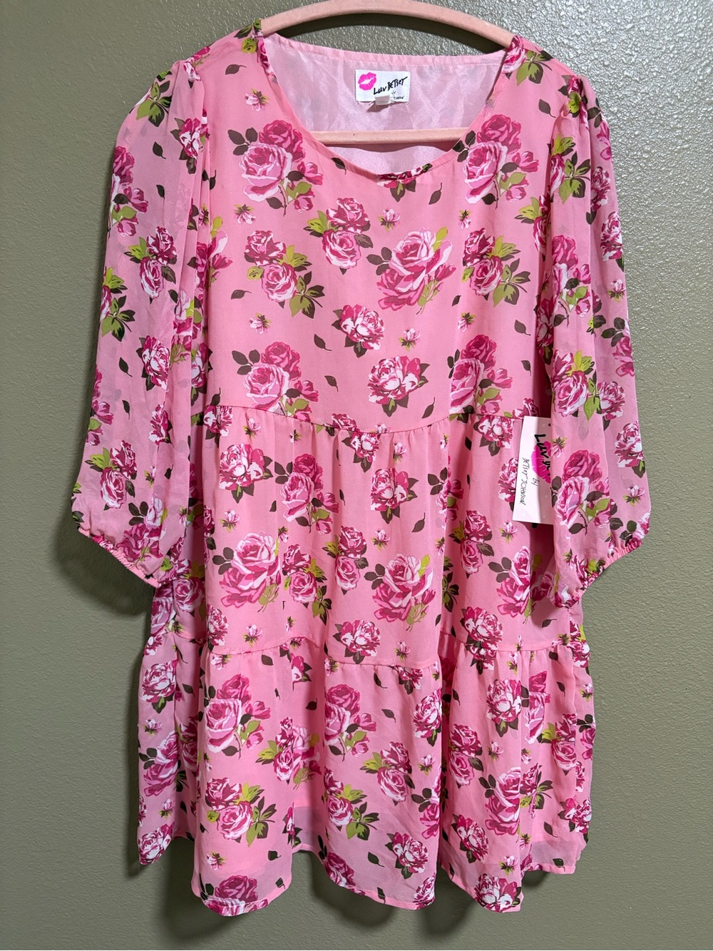NWT Betsey Johnson Pink Floral Dress Sz Small
